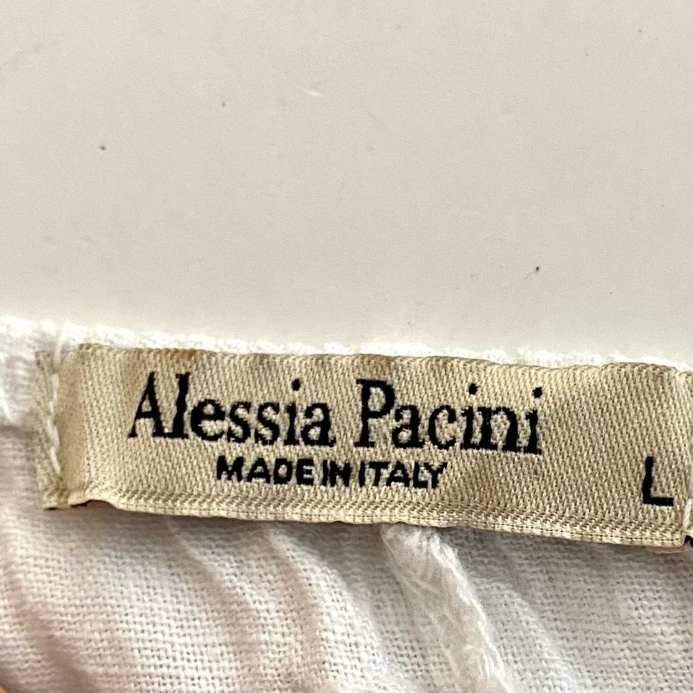 White Linen Blouse Top Sz Large Crochet Peasant Bell Sleeve Prairie Summer - Picture 9 of 13